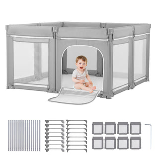 Baby Playpen, 78.7″ x 70.1″ Extra Large Toddlers Playpen, Foldable Baby Fence Play Yard with Zippered Door & Soft Breathable Mesh, Indoor Outdoor Safety Activity Center - Great Gift for Toddlers