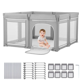 Baby Playpen, 78.7″ x 70.1″ Extra Large Toddlers Playpen, Foldable Baby Fence Play Yard with Zippered Door & Soft Breathable Mesh, Indoor Outdoor Safety Activity Center - Great Gift for Toddlers