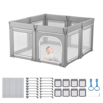 Baby Playpen, 47.2? x 47.2? Foldable Toddlers Playpen, Indoor/Outdoor Baby Fence Play Yard with Zippered Door & Soft Breathable Mesh, No-Gap Toddlers Activity Center for 6 -24 Months Babies