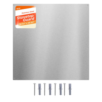 30" x 30" Stainless Steel Backsplash for Stove, Ultra Flat Splatter Guard, Wall Shield Range Hood Backsplash, Easy Clean Kitchen Wall Metal Panel, Pre-Drilled Holes for Easy Installation, Silver