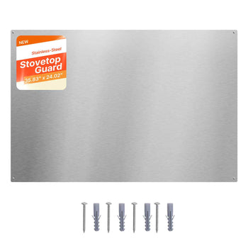 36" x 24" Stainless Steel Backsplash for Stove, Ultra Flat Splatter Guard, Wall Shield Range Hood Backsplash, Easy Clean Kitchen Wall Metal Panel, Pre-Drilled Holes for Easy Installation, Silver