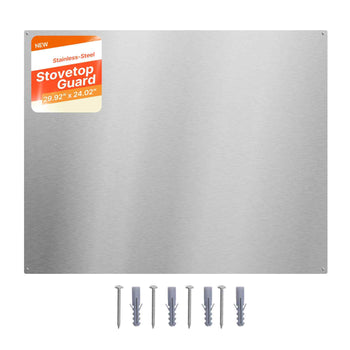 30" x 24" Stainless Steel Backsplash for Stove, Ultra Flat Splatter Guard, Wall Shield Range Hood Backsplash, Easy Clean Kitchen Wall Metal Panel, Pre-Drilled Holes for Easy Installation, Silver