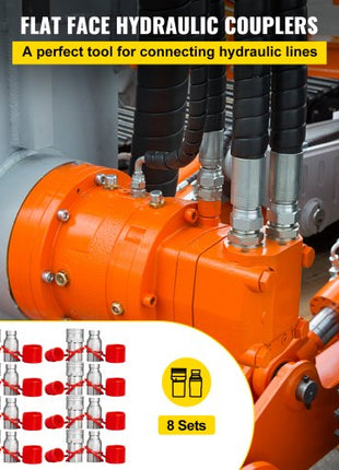 Skid Steer Hydraulic Quick Connect 1/2\" Body Hydraulic Coupler 1/2\" NPT Hydraulic Coupling Quick Connect 8 Pairs Hydraulic Quick Coupler 27.6 MPa (ISO 16028) (8 Pairs)