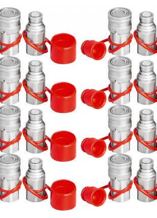 Skid Steer Hydraulic Quick Connect 1/2\" Body Hydraulic Coupler 1/2\" NPT Hydraulic Coupling Quick Connect 8 Pairs Hydraulic Quick Coupler 27.6 MPa (ISO 16028) (8 Pairs)
