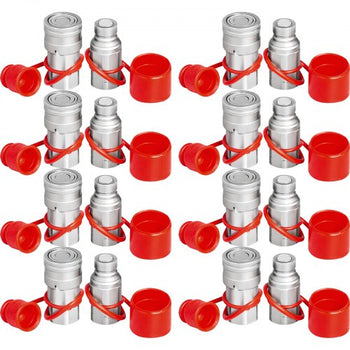 Skid Steer Hydraulic Quick Connect 1/2\" Body Hydraulic Coupler 1/2\" NPT Hydraulic Coupling Quick Connect 8 Pairs Hydraulic Quick Coupler 27.6 MPa (ISO 16028) (8 Pairs)