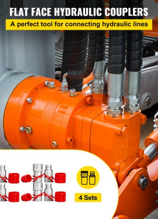 Hydraulic Coupler 1/2 Body with 1/2" NPT Thread 27.6 MPa Hydraulic Quick Connect 4 Pairs Hydraulic Coupling Quick Connect 45.5 L/min Hydraulic Quick Coupler
