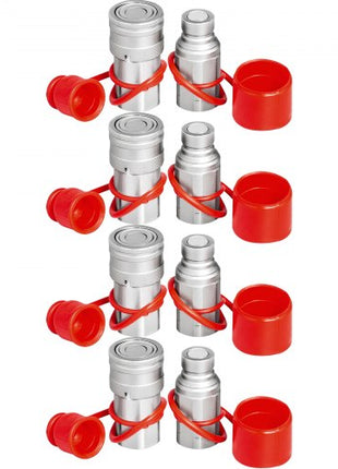 Hydraulic Coupler 1/2 Body with 1/2" NPT Thread 27.6 MPa Hydraulic Quick Connect 4 Pairs Hydraulic Coupling Quick Connect 45.5 L/min Hydraulic Quick Coupler