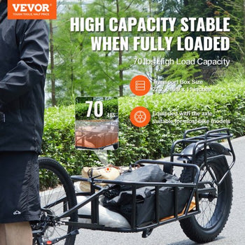 Bike Cargo Trailer, 70 lbs Load Capacity, Heavy-Duty Bicycle Wagon Cart, Compact Storage & Quick Release Structure with Universal Hitch, 20" Wheels, Fits Most Bike Wheels, Carbon Steel Frame