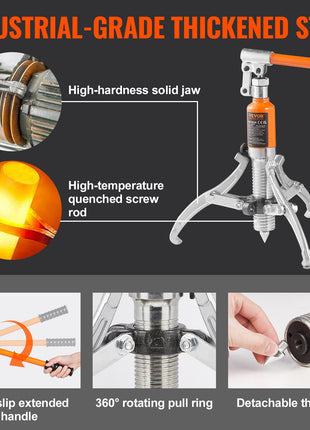 Industrial-grade thickened steel puller with orange handle, non-slip grip, and 360° rotating functionality.