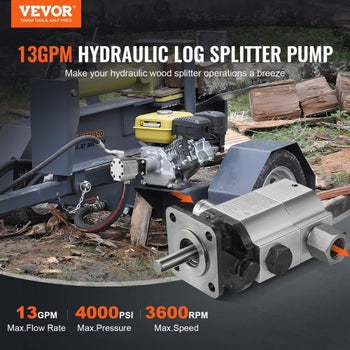 Hydraulic Wood Log Splitter Pump Kit, 13 GPM, 2 Stage 4000 PSI Aluminum Hydraulic Gear Pump, with Coupling Installation Base 1/2'' NPT Outlet 3600 RPM, for Small Engine Mounting Log Splitter