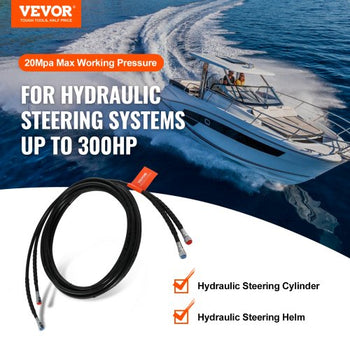 Outboard Hose Kit, 20 ft Hydraulic Steering Hose, 2-Piece Leak-Proof TPEE Hydraulic Boat Hoses, Compatible with Marine Hydraulic Outboard Steering Boat System up to 300 HP