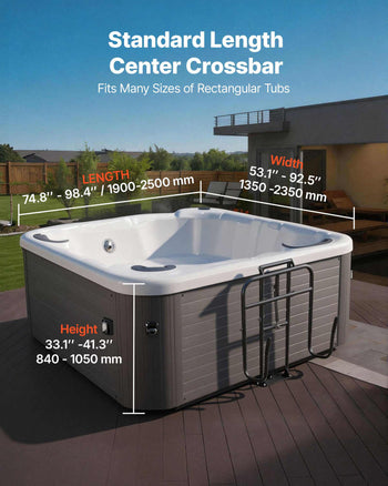 Hydraulic Spa Cover Lift, Hot Tub Cover Lift, Adjustable Height 33.1 to 41.3 in and Width from 53.1 to 92.5 in, Mounted Underneath on One Side, Compatible with Various Sizes of Hot Tubs & Spas