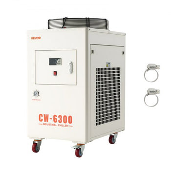 Industrial Water Chiller, 27,300 BTU/h, Industrial Water Cooler Cooling System with Compressor, 10.6? Gal Tank Capacity, 18.5?GPM Max Flow Rate, for CO2 Laser Tube Engraving & Cutting Machine