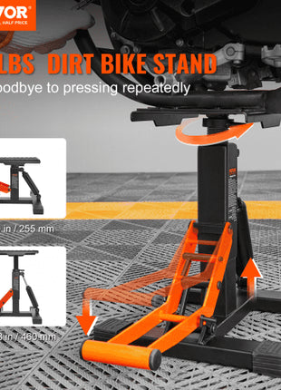 Dirt Bike Lift Stand, Motorcycle Jack Lift Stand 440 lbs Capacity and Hydraulic Lift Operation, Adjustable Height Hoist Table, for Dirt Pit Bike Repair, Maintenance, Dirt Bike Accessories