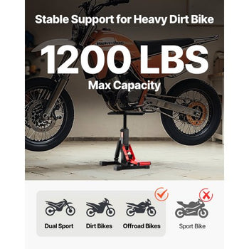 Dirt Bike Lift Stand, Motorcycle Jack Lift Stand 1200lbs Capacity and Hydraulic Lift Operation, Hoist Table Adjustable Height 9.8"-18.3" for Dirtbike Repair, Maintenance, Dirt Bike Accessories
