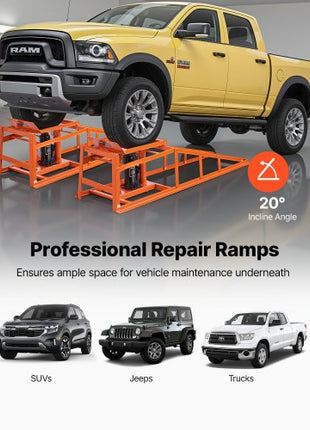 Hydraulic Car Ramps, 2 PCS 11000 lbs 5T, 10-14.2 Inch Lift Height, Heavy Duty Hydraulic Vehicle Ramps, Portable Car Lifts for Home Garage Maintenance and Oil Changes, Truck Vehicle Auto Repair
