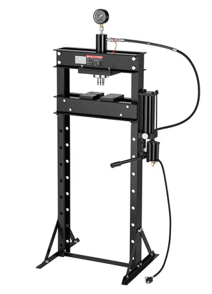 20-Ton Hydraulic Shop Press, H-Frame Manual/Pneumatic Shop Press with Gauge, Heavy-Duty Garage Floor Adjustable Hydraulic Press for Bending, Straightening, Pressing U-Joints & Bearings