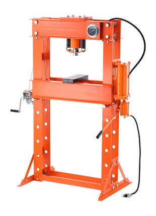 Hydraulic Shop Press, 50 T H-Frame Pneumatic Shop Press with Press Plate & Triangular Support, Stable Garage Floor Adjustable Hydraulic Press with Relief Valve, Fit for Bending & Straightening