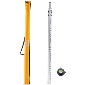 Aluminum Grade Rod, 20-Feet/10ths 6 Sections Telescopic Measuring Rod,Double-Sided Scale 1/10ft Leveling Rod Stick, Aluminum Alloy Survey Rod w/ Bubble Level &Carrying Bag for Houses,Walls,Floor
