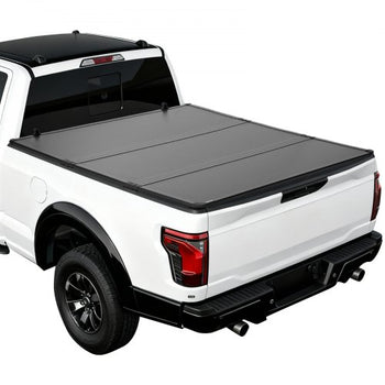 Hard Tri-Fold Truck Bed Tonneau Cover, Compatible with 2015-2025 Ford F150 5.5 ft (67.1 in) Bed, Waterproof Folding Truck Tonneau Cover with Heavy-Duty Fiberglass and Aluminum Alloy Support Bar