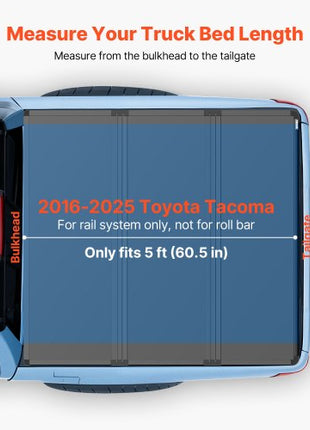 Hard Tri-Fold Truck Bed Tonneau Cover, Compatible with 2022-2025 Toyota Tundra with OE Track System 5.6 ft (66.7 in) Bed, Waterproof Hard Folding Truck Tonneau Cover, Aluminum Alloy Support Bar