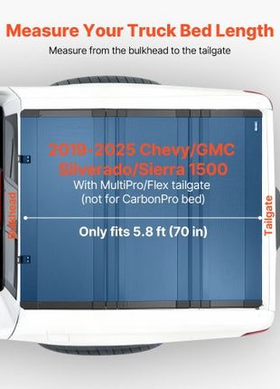 Hard Tri-Fold Truck Bed Tonneau Cover, Compatible with 2019-2025 Chevy/GMC Silverado/Sierra 1500 5.8 ft (70 in) Bed with MultiPro/Flex Tailgate (Not Fit CarbonPro), Waterproof Low-Profile Cover