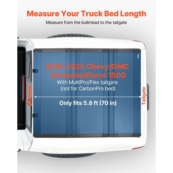 Hard Tri-Fold Truck Bed Tonneau Cover, Compatible with 2019-2025 Chevy/GMC Silverado/Sierra 1500 5.8 ft (70 in) Bed with MultiPro/Flex Tailgate (Not Fit CarbonPro), Waterproof Low-Profile Cover
