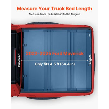 Hard Tri-Fold Truck Bed Tonneau Cover, Compatible with 2022-2025 Ford Maverick 4.5 ft (54.4 in) Bed, Heavy-Duty Waterproof Low-Profile Hard Folding Truck Cover with Aluminum Alloy Support Bar
