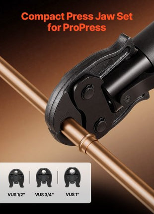 VUS Press Jaws for 24KN Compact Series Press Tools, 3PCS Pressing Jaws 1/2", 3/4" & 1" - Compatible with ProPress Copper Pipes Connections, Includes Carrying Case