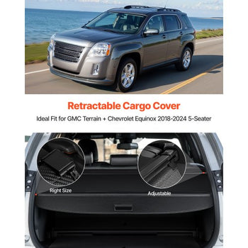 Retractable Cargo Cover, Carbon Fiber Texture Trunk Cover, Anti-Peeping Luggage Privacy Shield, Seamless Fixation Shade, Extended Version for GMC Terrain & Chevrolet Equinox 2018-2024 5-Seater