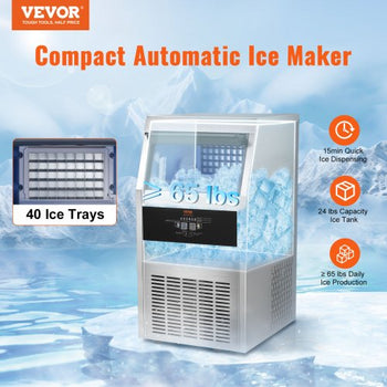 110V Commercial Ice Maker 80-90LBS/24H with 33LBS Bin Full Heavy Duty Stainless Steel Construction, Automatic Operation, Clear Cube for Home Bar, Include Water Filter, Scoop, Connection Hose