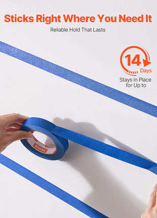 Painters Tape, 1 Inch Wide (0.94 In x 60 Yds), 6 Rolls, Blue Painter Tape for Painting, Edge, Trim, Ceiling, Masking Tape Protects Surfaces and Removes Easily, DIY Craft Art, Labeling Decoration