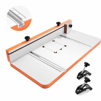Drill Press Table, 24 in x 12 in, Worktable with an Adjustable Fence and Stop Block, Highly Compatible T-Slots, MDF Tabletop, Built-In Scale, Support Multiple Clamps and Vises, for Drill Presses