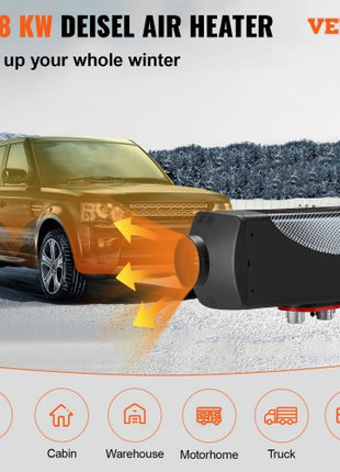8KW Diesel Air Heater Muffler Diesel Heater 12V Remote Control Diesel Parking Heater with LCD Switch for Car Trucks Motorhome Boat and Bus