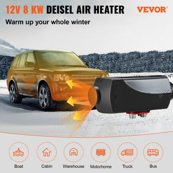 8KW Diesel Air Heater Muffler Diesel Heater 12V Remote Control Diesel Parking Heater with LCD Switch for Car Trucks Motorhome Boat and Bus