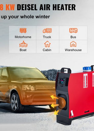 5KW Diesel Air Heater All in One 12V Diesel Parking Heater Silencer 5000W Diesel Heater Remote Control with LCD Switch for RV Motorhome Bus and Trailer