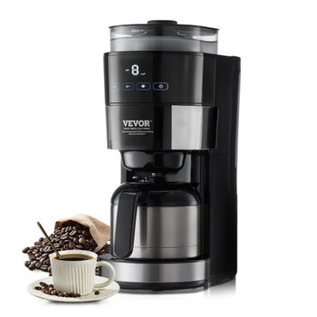 Coffee Maker with Grinder, 8 Cup Programmable Coffee Machine, Grind and Brew Coffee Maker with 24-Hour Timer for Auto Brew, Reusable Filter, for Home Office Restaurant