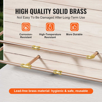 Pipe Fittings, 1/2" 25PCS (10xStraight, 10xElbows, 5xTees) Brass Pipe Fittings, Push-Fit Pipe Connector Brass Air Fittings, Plumbing Fittings Adapter for Heating/Shower Systems, Water Pipes