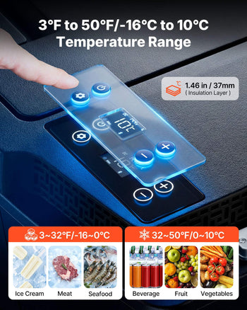 12 Volt Refrigerator, 21.1 QT/ 20L Car Fridge for Tesla Model 3, Portable Electric Freezer Compressor with APP Control, 12V/24V DC, 3℉ to 50℉
