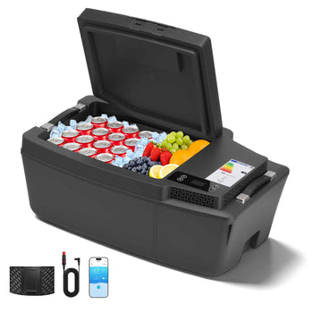 12 Volt Refrigerator, 21.1 QT/ 20L Car Fridge for Tesla Model 3, Portable Electric Freezer Compressor with APP Control, 12V/24V DC, 3℉ to 50℉