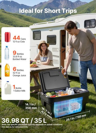 12 Volt Refrigerator, 37 QT/ 35L Car Fridge for Tesla Model Y, Portable Electric Freezer Compressor with APP Control, 12V/24V DC, -8? to 50?