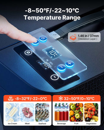 12 Volt Refrigerator, 37 QT/ 35L Car Fridge for Tesla Model Y, Portable Electric Freezer Compressor with APP Control, 12V/24V DC, -8℉ to 50℉