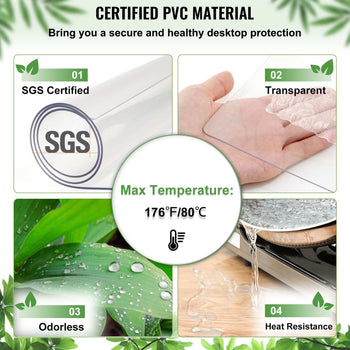 Plastic Table Cover, 45"x100"x0.06", Transparent PVC Table Protector, Rectangle Clear Desk Mat, Water Oil Proof Table Cover for Dining Table Coffer Table Kitchen Worktable Dresser Cabinet, etc.