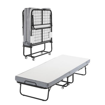 Rollaway Bed, 31 in x 75 in Folding Bed with 4 in Mattress, Twin Size Foldable Bed with Sturdy Metal Frame & Memory Foam Mattress, Portable Twin Roll Away Bed with Mattress, for Adults, Guest