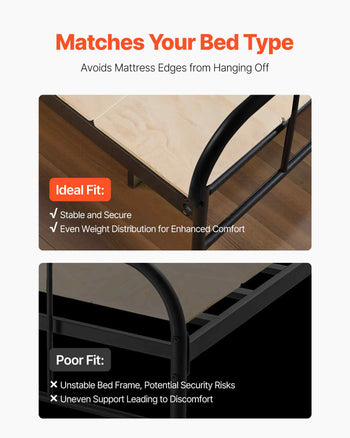 Twin Size Bunkie Board, 0.4 in Foldable Bed Board Slats with Connection, Wooden Mattress Support for Twin Size Bed, Support under Mattress Boards, Ready to Use, 8 Piece, Burlywood