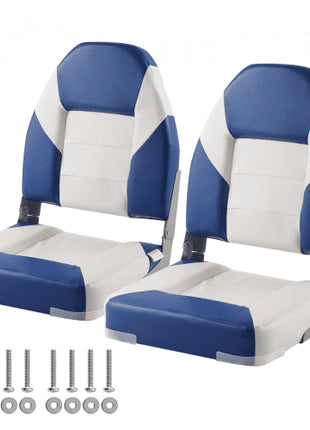 Boat Seats, 21.85" High Back Boat Seat, Folding Boat Chair with Thickened Sponge Padding and Hinge, Fold-Down Boat Captain Chairs for Fishing Boat, Sightseeing Boat, Speedboat, Canoe, 2-Pack