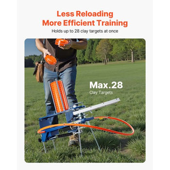 Clay Target Thrower, Max 28 Clays Pigeon Thrower, 45+ Yards Automatic Skeet and Trap Launcher with Adjustable Angle & Foot Pedal for Clays Throwing Shooting Sports