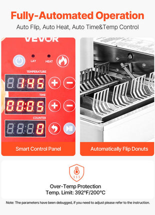 Commercial Automatic Donuts Machine, 4 Rows Donuts Making Equipment, 240 pcs/hour Electric High Power Doughnut Maker, Stainless Steel Frying Auto Fryer, with Intelligent Control