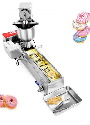 Commercial Automatic Donuts Machine, Single Row Donuts Making Equipment, 90 pcs/hour Electric High Power Doughnut Maker, Stainless Steel Frying Auto Fryer, with 3 Size Molds, Auto Counting