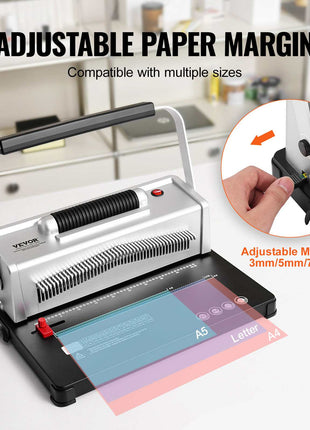 Coil Spiral Binding Machine, Manual Book Maker with Electric Binding, 46-Holes Binding 500 Sheets Punch Binder, with 100pcs 5/16'' Coil Binding Spines, for Letter Size, A4, A5